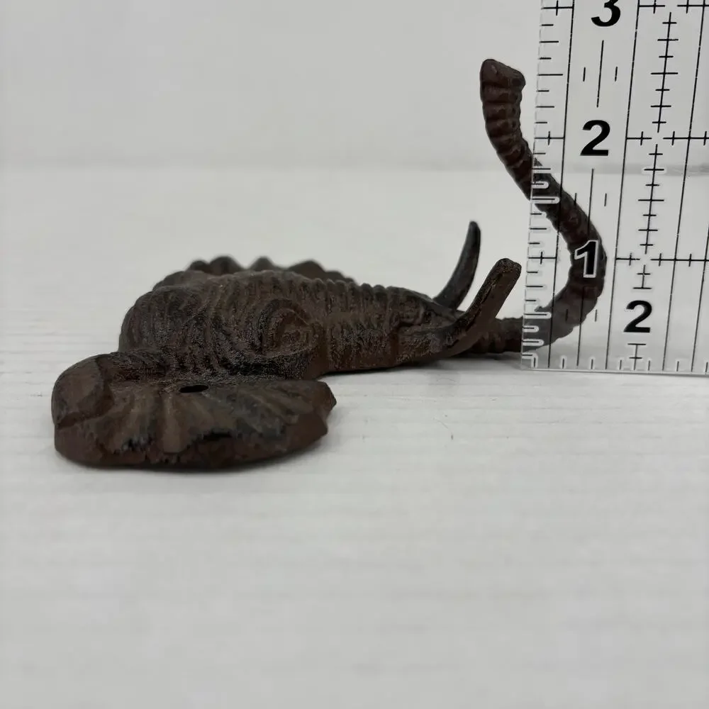 Elephant Wall Hook Cast Iron Brown Key Coat Towel Hanger Cabin Lodge Metal Decor